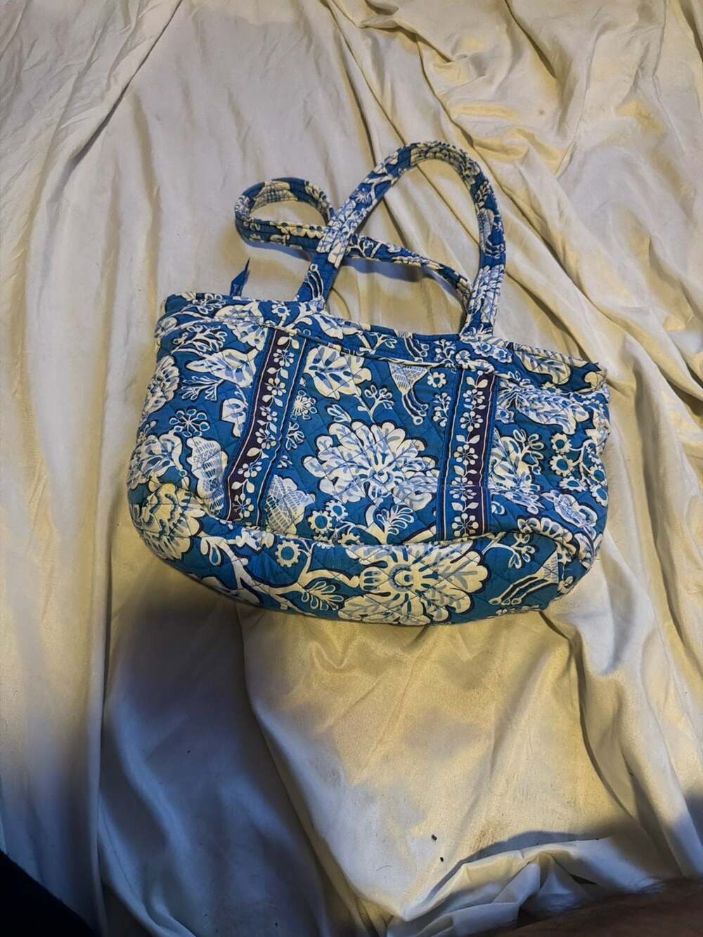 Vera Bradley Blue Floral Quilted Tote Bag